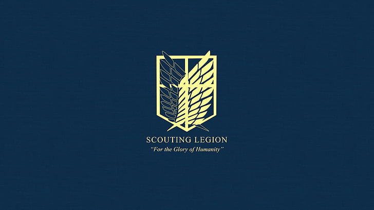 Логотип Скаутского легиона, Логотип Скаутского легиона, аниме, Shingeki no Kyojin, минимализм, синий фон, простой фон, HD обои
