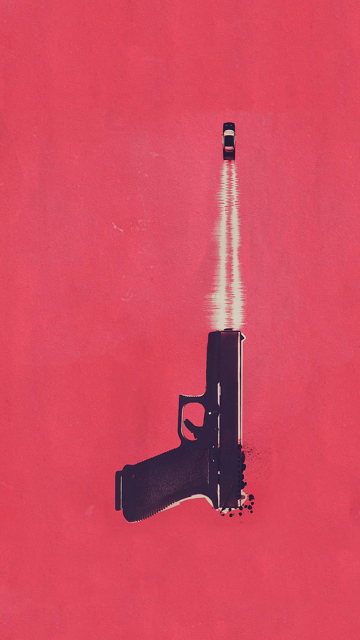Эдгар Райт, Глок, Baby Driver, минимализм, пистолет, кино, HD обои, телефон обои