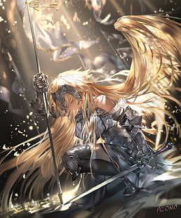 armure, avamone, azomo, Fate / Grand Order, FGO, Jeanne d'Arc, ailes, blonde, coiffe, Ruler (Fate / Apocrypha), Fate Series, Fond d'écran HD HD wallpaper