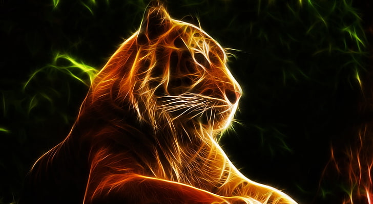 Тигр, лев цифровые обои, аэро, креатив, абстракция, тигр, HD обои