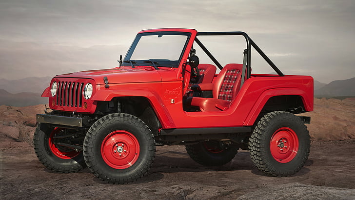 красный и черный Jeep Wrangler, Jeep Shortcut, Пасхальный джип-сафари Moab 2016, внедорожник, HD обои