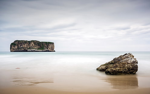 море, пейзаж, скалы, Испания, Андрин, Астурия, HD обои HD wallpaper