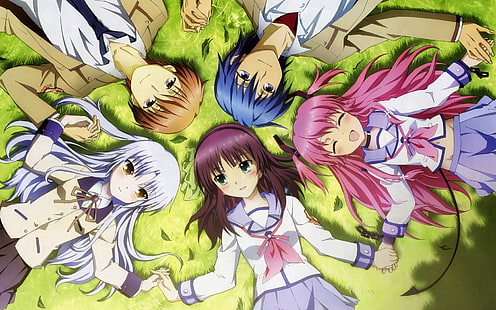 Ilustrasi anime Angel Beats, Anime, Angel Beats !, Hinata Hideki, Kanade Tachibana, Yui (Angel Beats!), Yuri Nakamura, Yuzuru Otonashi, Wallpaper HD HD wallpaper