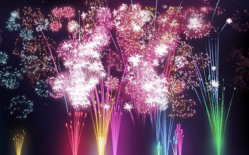 Feuerwerke des neuen Jahres HD, Zusammenfassung, 3d, neu, Feuerwerke, Jahr, HD-Hintergrundbild HD wallpaper