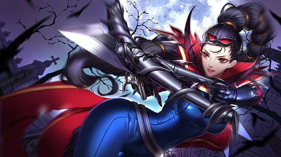 female anime character holding sword digital wallpaper, League of Legends, ADC, Vayne (League of Legends), HD wallpaper HD wallpaper