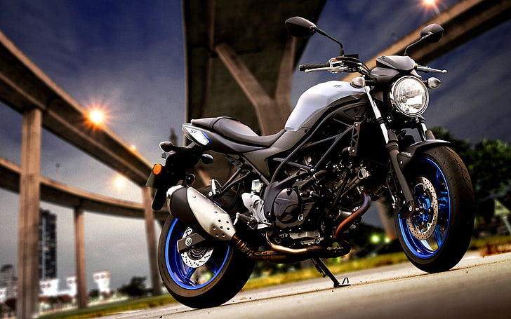 Suzuki SV650 2017 Stylish Look, grau und schwarz Cruiser Motorrad, Motorräder, Suzuki, 2017, HD-Hintergrundbild