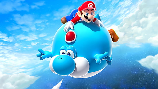 Yoshi, Mario, Flug, Himmel, Yoshi, Mario, Flug, Himmel, HD-Hintergrundbild HD wallpaper