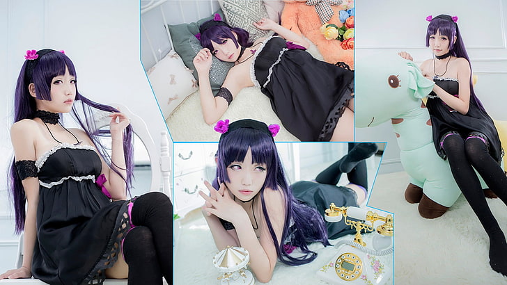косплей, азиатский косплеер, Gokou Ruri, фиолетовые волосы, HD обои