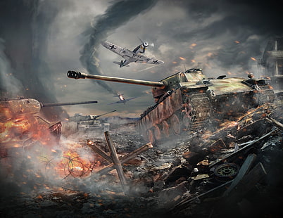 Битка, танкове, война гръмотевици, HD тапет HD wallpaper