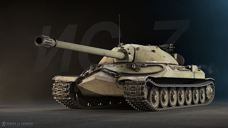 koncepcja żółtego czołgu wojennego, czołg, grafika cyfrowa, IS-7, World of Tanks, Tapety HD