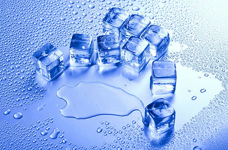 cube, ice cubes, water drops, ice, simple, HD wallpaper HD wallpaper