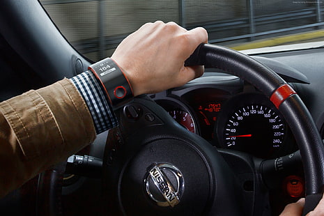 ръка, приложение, контрол, интелигентен часовник, кола, часовници, дисплей, тест, Nissan Nismo Watch, преглед, HD тапет HD wallpaper