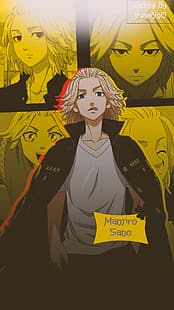 аниме мальчики, Tokyo Revengers, желтые волосы, коллаж, HD обои HD wallpaper