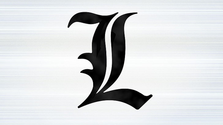 black L letter artwork, anime, Death Note, HD wallpaper