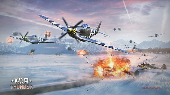 Wallpaper Guntur Perang, Guntur Perang, pesawat terbang, Gaijin Entertainment, Mustang P-51 Amerika Utara, video game, Wallpaper HD HD wallpaper