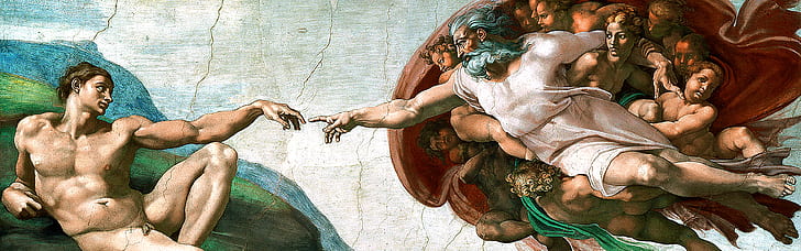 Adam, Chapel, Creation, Michelangelo, of, paintings, Sistine, the, HD wallpaper
