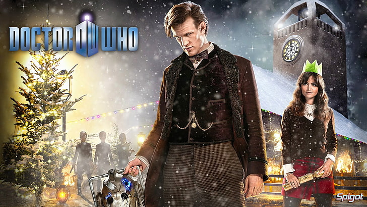 Doctor Who game digital wallpaper, The Doctor, Doctor Who, Matt Smith, The Time of the Doctor, Clara Oswald, Eleventh Doctor, Jenna Louise Coleman, HD wallpaper
