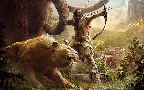 ilustracja brązowy tygrys, Far Cry Primal, grafika, gry wideo, Tapety HD HD wallpaper