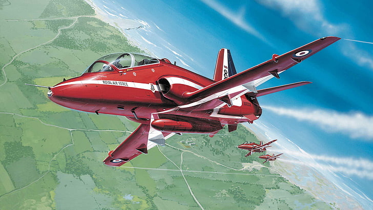 Красные стрелы, The Red Arrows, пилотажная группа ВВС Великобритании, ВВС Великобритании, авиашоу, BAE Hawk, HD обои