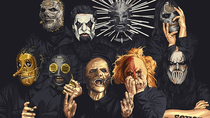 Poster do Slipknot, Slipknot, Nu Metal, banda de metal, arte dos fãs, HD papel de parede
