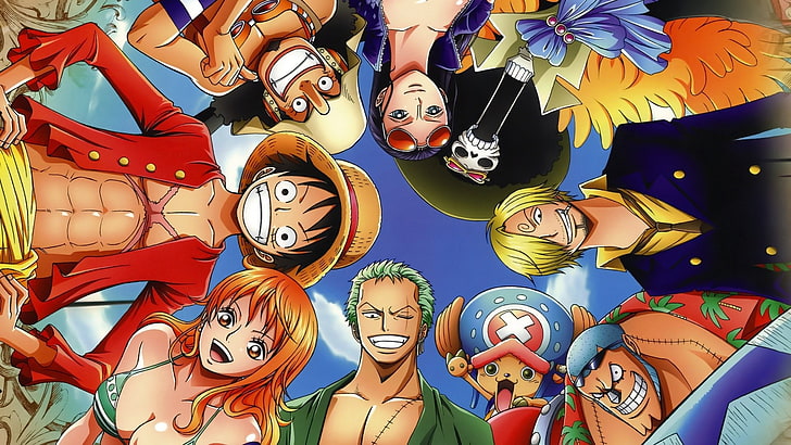 Обои One Piece, Аниме, One Piece, Брук (One Piece), Фрэнки (One Piece), Обезьяна Д. Луффи, Нами (One Piece), Нико Робин, Санджи (One Piece), Тони Тони Чоппер, Усопп (One Piece)Зоро Ророноа, HD обои