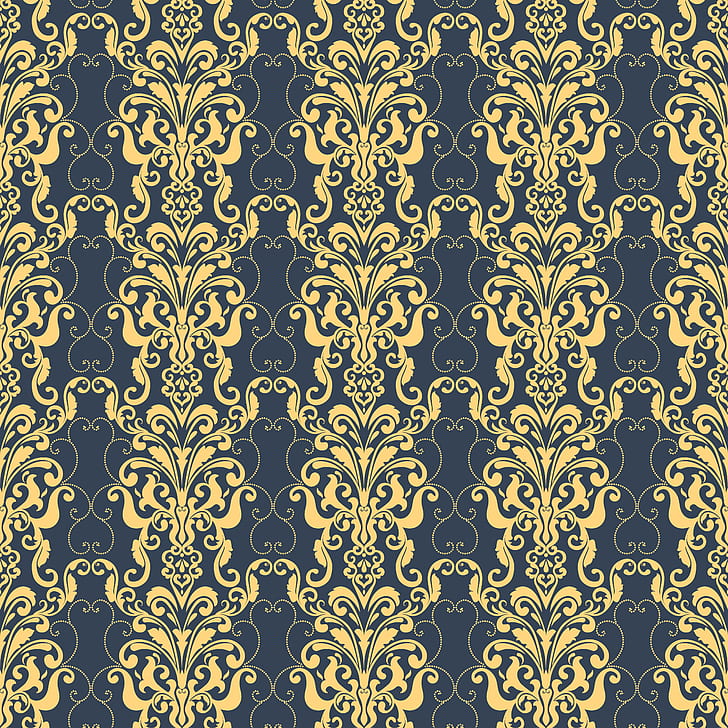 blue, retro, background, pattern, ornament, style, vintage, seamless, victorian, HD wallpaper