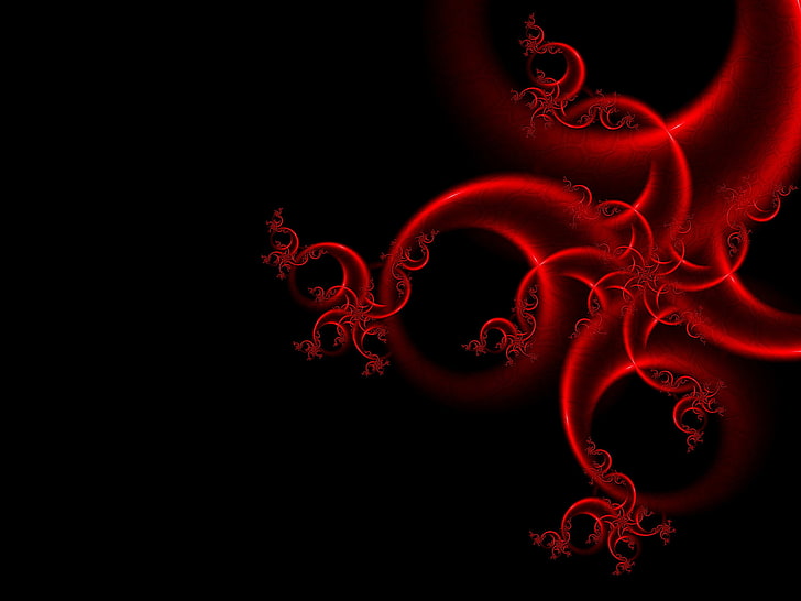 black fractal Red Dragon Abstract Other HD Art , Black, red, fractal, HD wallpaper