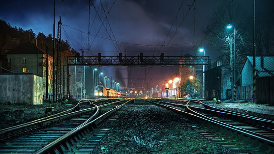 Miejskie tory kolejowe., Tapety HD HD wallpaper