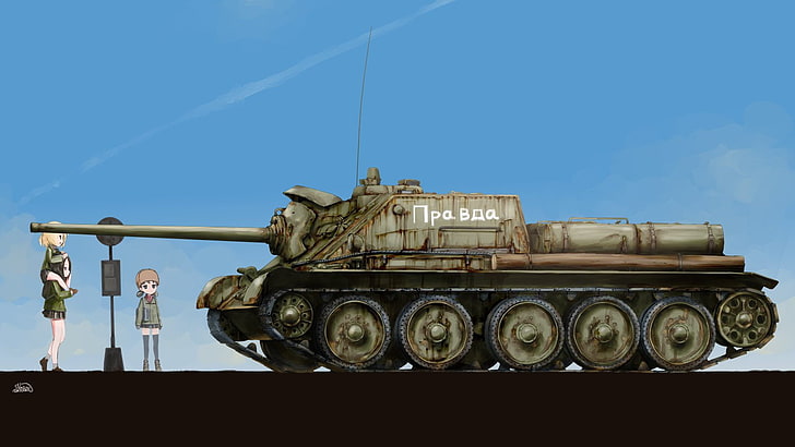 Girls und Panzer, Katyusha (Girls und Panzer), Nonna (Girls und Panzer), Nina (Girls und Panzer), SU-85, anime girls, tank, HD wallpaper