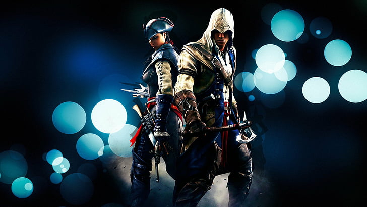 abstract, assassins, aveline, connor, creed, grain, kenway, HD wallpaper