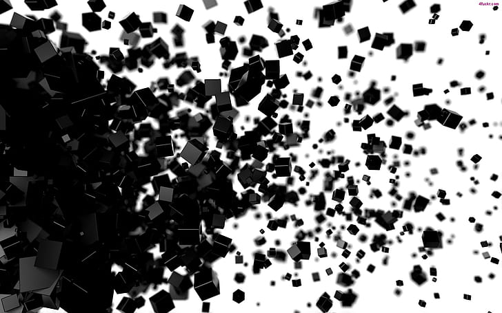 cubes, Black, fly, HD wallpaper