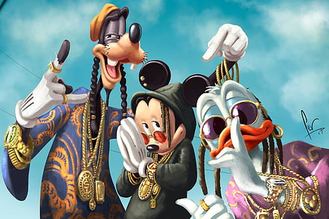 Disney, Donald Duck, Goofy, Mickey Mouse, HD tapet HD wallpaper