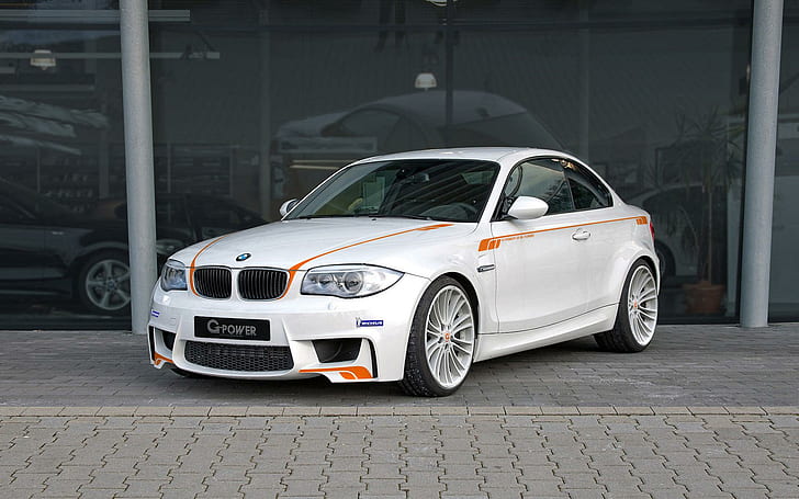 2012 G Power BMW 1Mクーペ、ホワイトBMWスポーツクーペ、クーペ、パワー、2012年、車、 HDデスクトップの壁紙