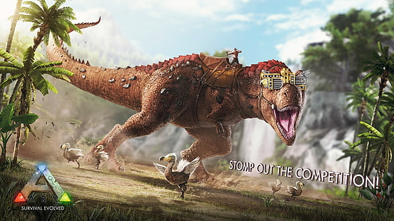 Fondo de pantalla digital de dinosaurio marrón, Ark: Survival Evolved, Fondo de pantalla HD HD wallpaper