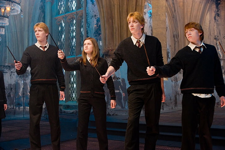 Harry Potter, Harry Potter and the Order of the Phoenix, Fred Weasley, George Weasley, Ginny Weasley, Ron Weasley, HD tapet