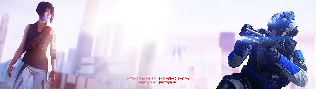 Mirror's Edge Catalyst, videospel, dubbla bildskärmar, dubbel display, Mirror's Edge, HD tapet HD wallpaper