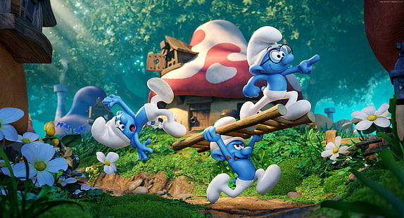 bästa animationerna från 2016, Smurfs 3: The Lost Village, HD tapet HD wallpaper