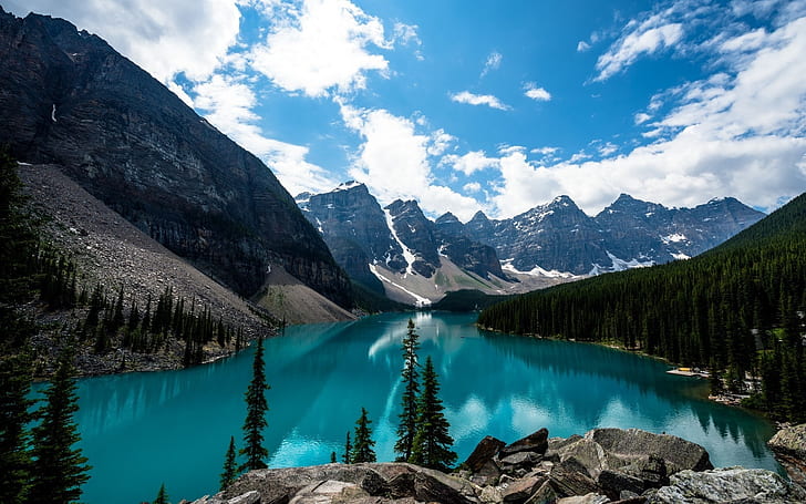Turquoise Mountain Lake, turquesa, montañas, lago, paisaje, Fondo de pantalla HD