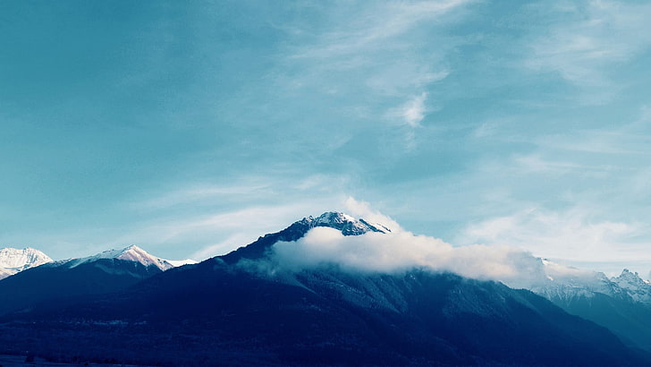 mountain ice cap, landscape, nature, mountains, caucasus, HD wallpaper