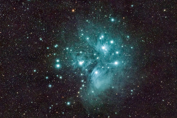 galaxy digital wallpaper, space, The Pleiades, M45, star cluster, in the constellation of Taurus, HD wallpaper