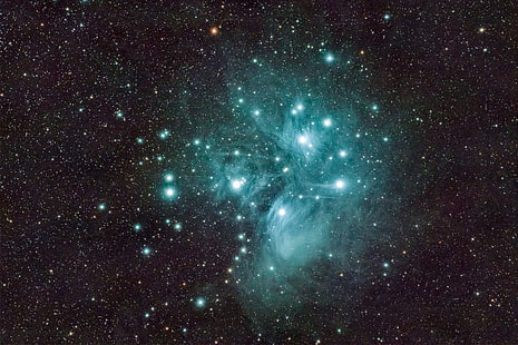 galaxy digital wallpaper, space, The Pleiades, M45, star cluster, en la constelación de Tauro, Fondo de pantalla HD HD wallpaper