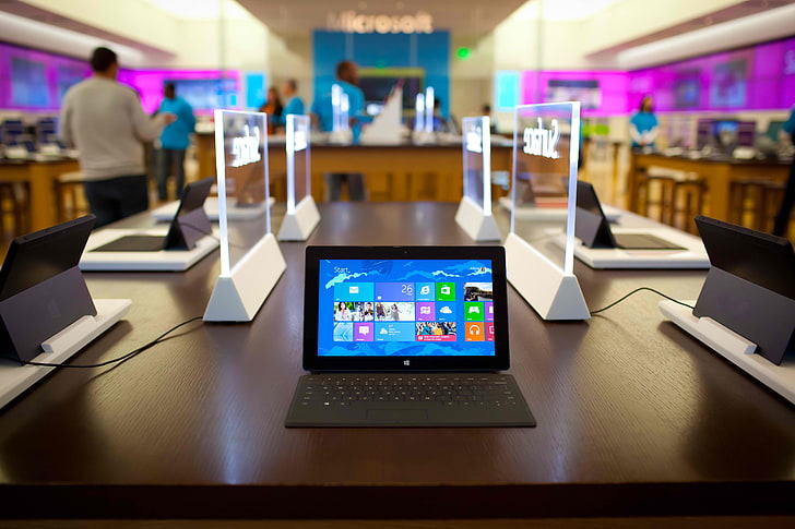 black laptop computer, people, office, microsoft, tablet, windows 8, surface pro, HD wallpaper
