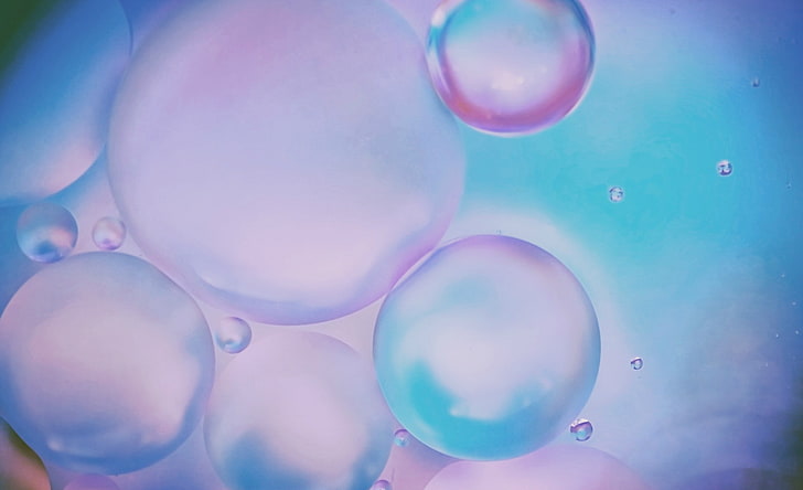 bubbles, cyan, violet, HD wallpaper