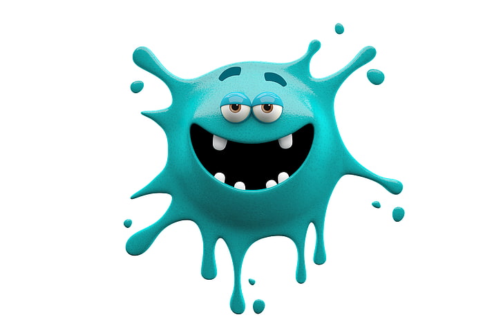 teal monster clip art, character, monster, smile, paint, funny, cute, HD wallpaper