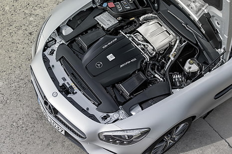Mercedes AMG GT Engine HD, เครื่องยนต์ mercedes benz สีเทา, รถยนต์, mercedes, เครื่องยนต์, amg, gt, วอลล์เปเปอร์ HD HD wallpaper