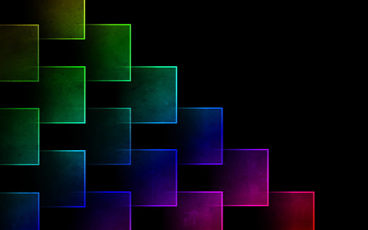 Цветни кубчета Фон, зелена, синя и лилава графика, Корица на Facebook, Абстракт, куб, цветен, фон, HD тапет