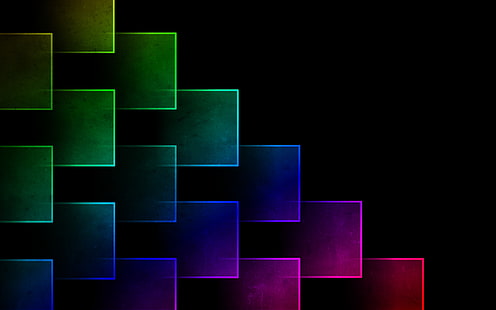 Цветни кубчета Фон, зелена, синя и лилава графика, Корица на Facebook, Абстракт, куб, цветен, фон, HD тапет HD wallpaper
