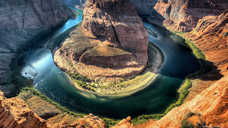 curva em ferradura, colorado, estados unidos da américa, estados unidos, parque nacional, grand canyon, rio, rio colorado, HD papel de parede