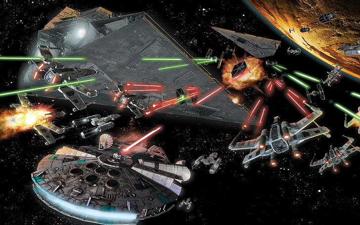 Star Wars Space Battle In Space Combat Samoloty Laser Shots Film przygodowy Gry wideo, Tapety HD
