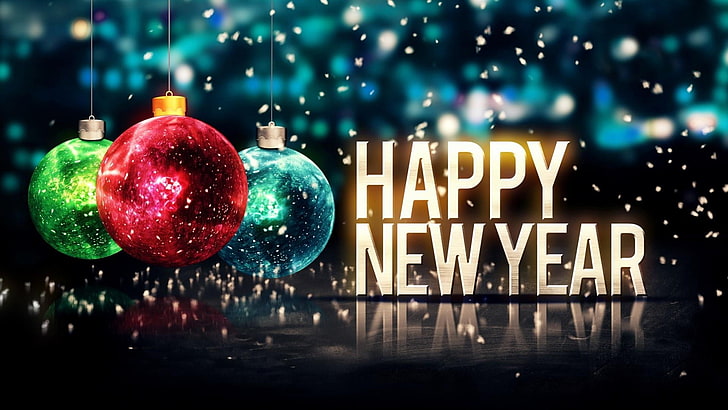 happy new year, decorations, new year, HD wallpaper